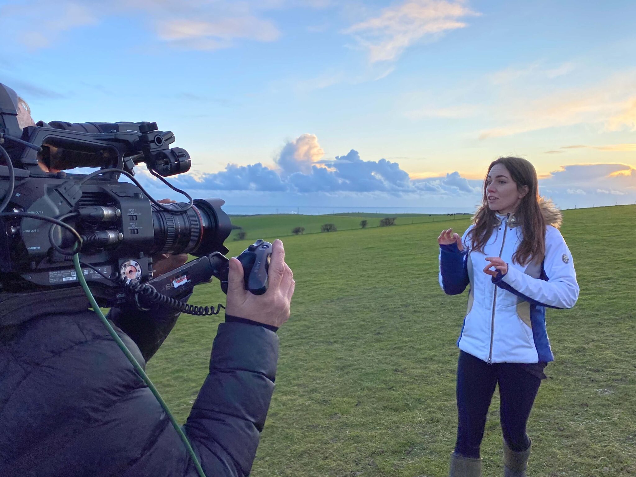 Liv Boeree filming a television documentary